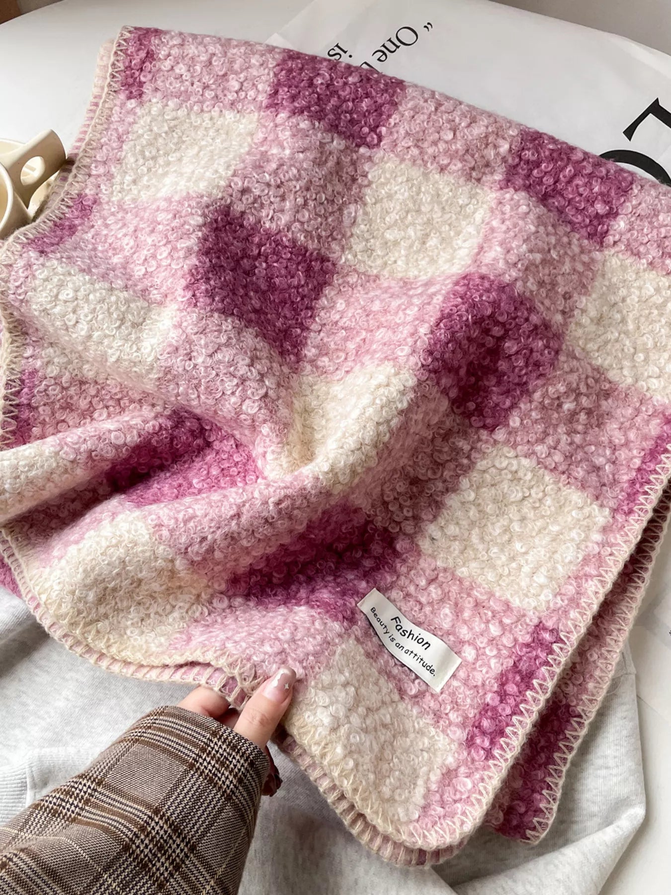 Cozy Plaid Knitted Scarf
