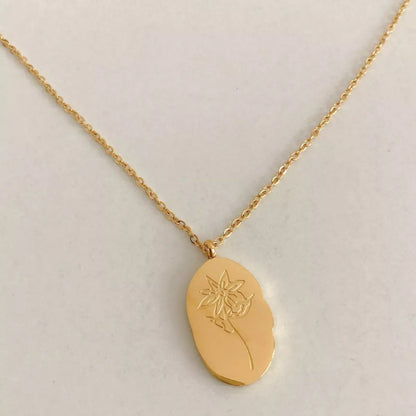 18K Gold-Plated Engraved Pendant Necklace