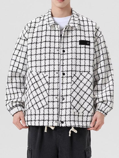 Men's Full Size Plaid Button Up Casual Jacket Plus Size