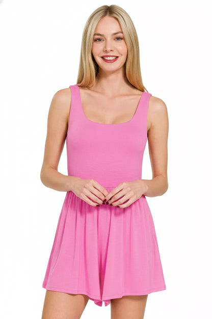 Zenana Double Layered Tank Romper