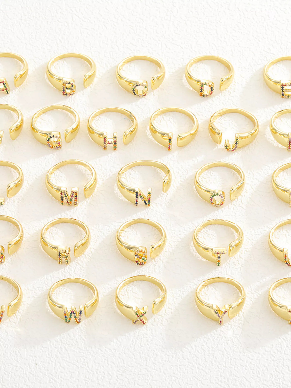 18K Gold-Plated Zircon Letter Ring
