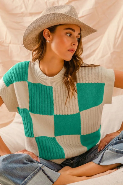SO ME Check Plaid Casual Sweater Top