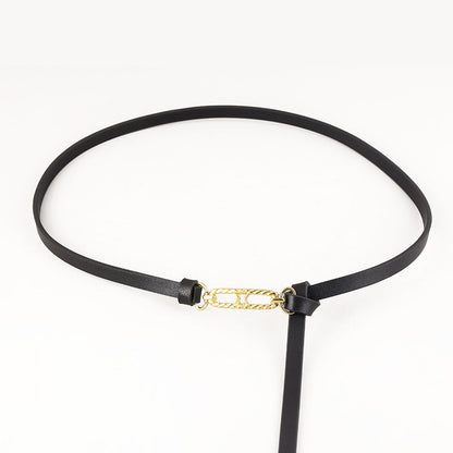 Gold Buckle Skinny Belt