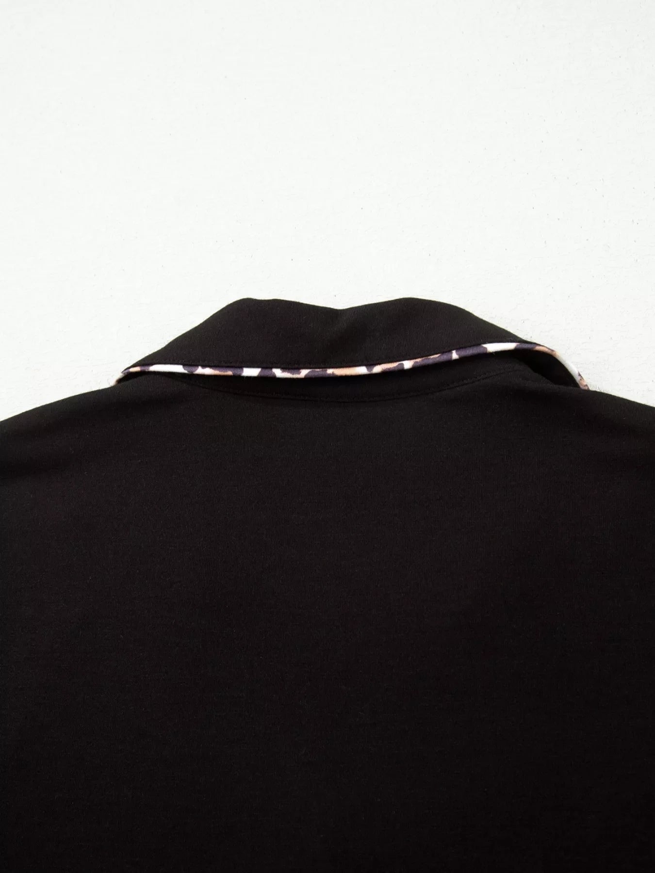 k Leopard Patchwork Trim Lapel Shirt Drawstring Shorts 2pcs Pajama Set