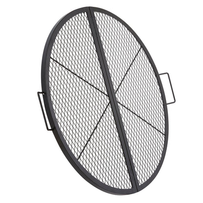 VEVOR X-Marks Fire Pit Grill Grate, Foldable Round Cooking Grate, Heavy Duty Steel Campfire BBQ Grill Grid With Handle And Support X Wire, Portable Camping Cookware For Outside Party, 36 Inch Black