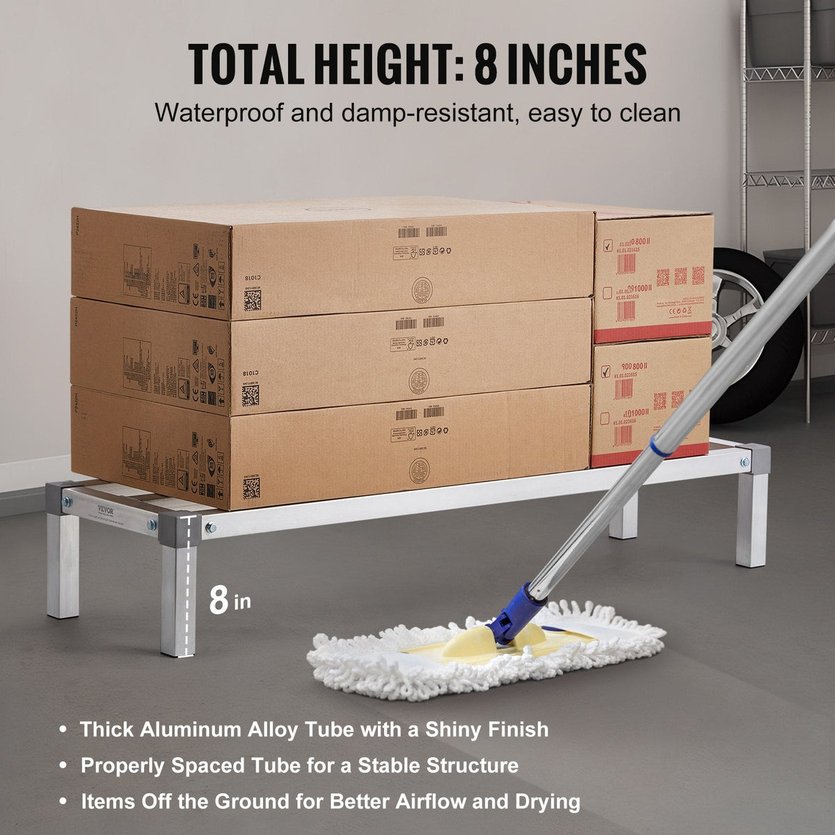 Newly Upgrade VEVOR Aluminum Dunnage Rack Stationary Dunnage Rack Storage Rack