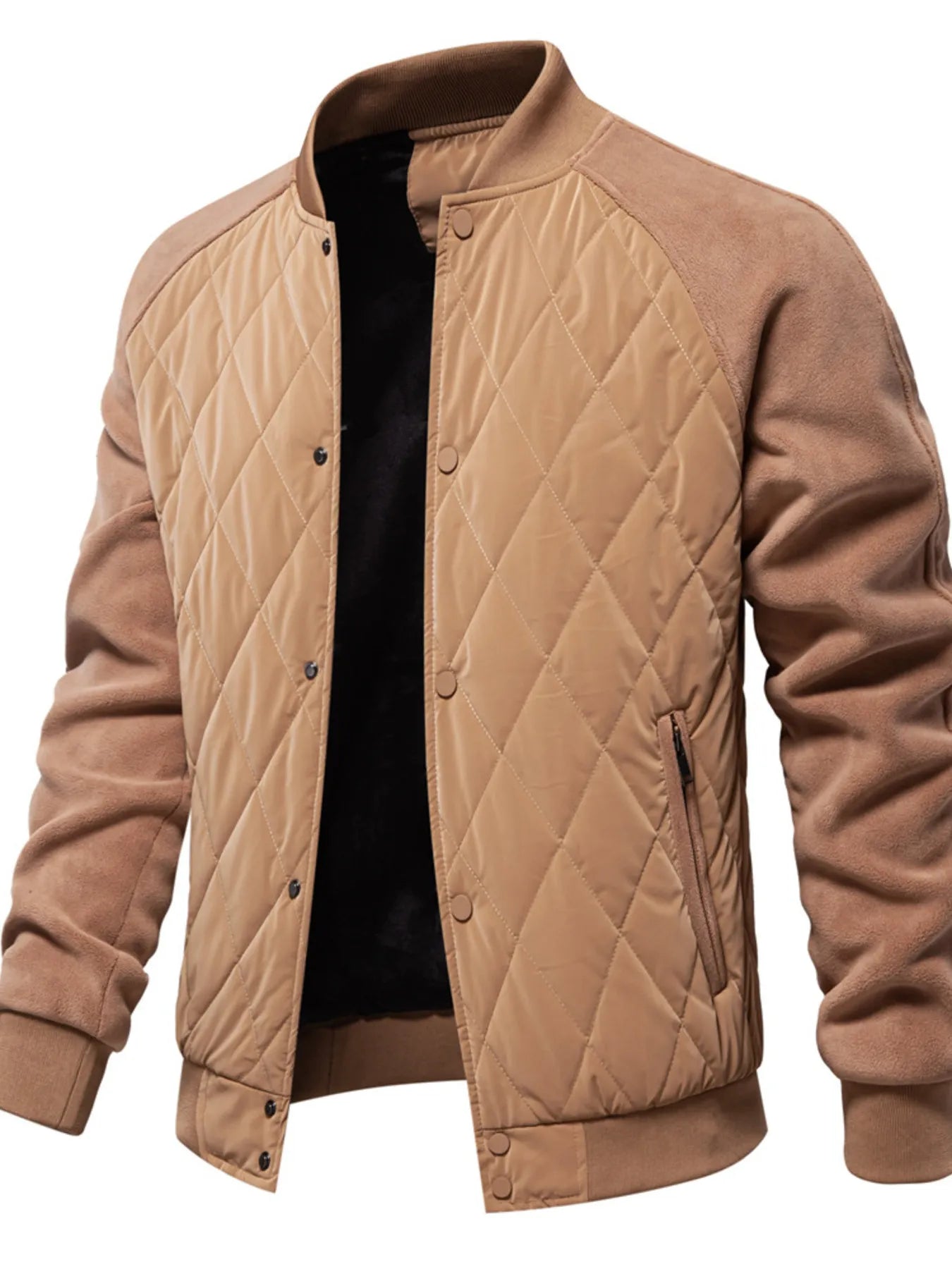 Men's Quilted Snap Down Long Sleeve Jacket