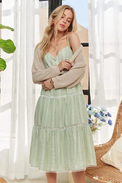 ADORA Gingham Detail Washed Dress
