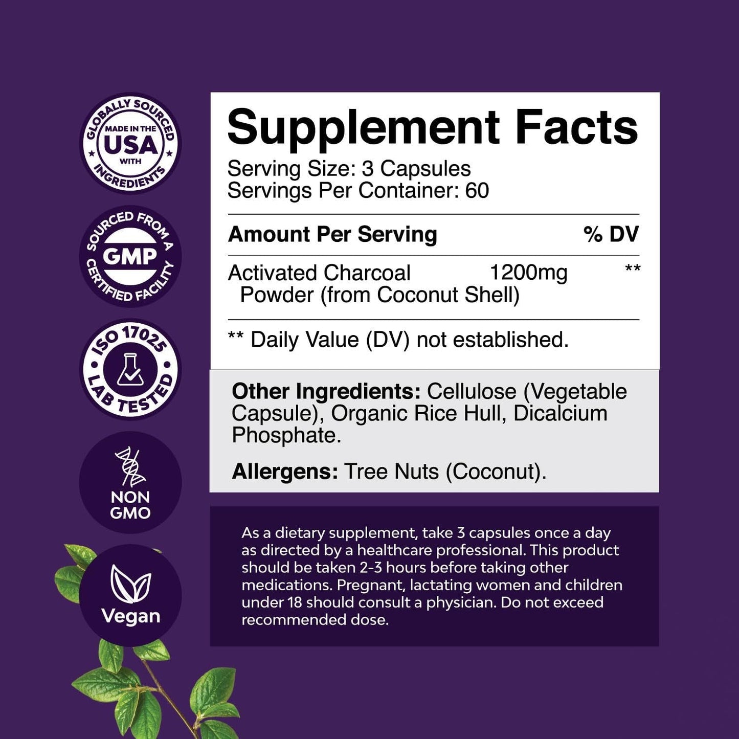 Hair Activated Carbon Intestinal Support Capsule