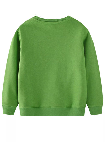 Children's Dinosaur Embroidered Crew Neck Sweatshirt