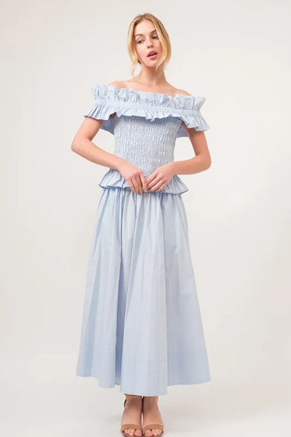 And The Why A-line Flowing Elastic Back Midi Skirt