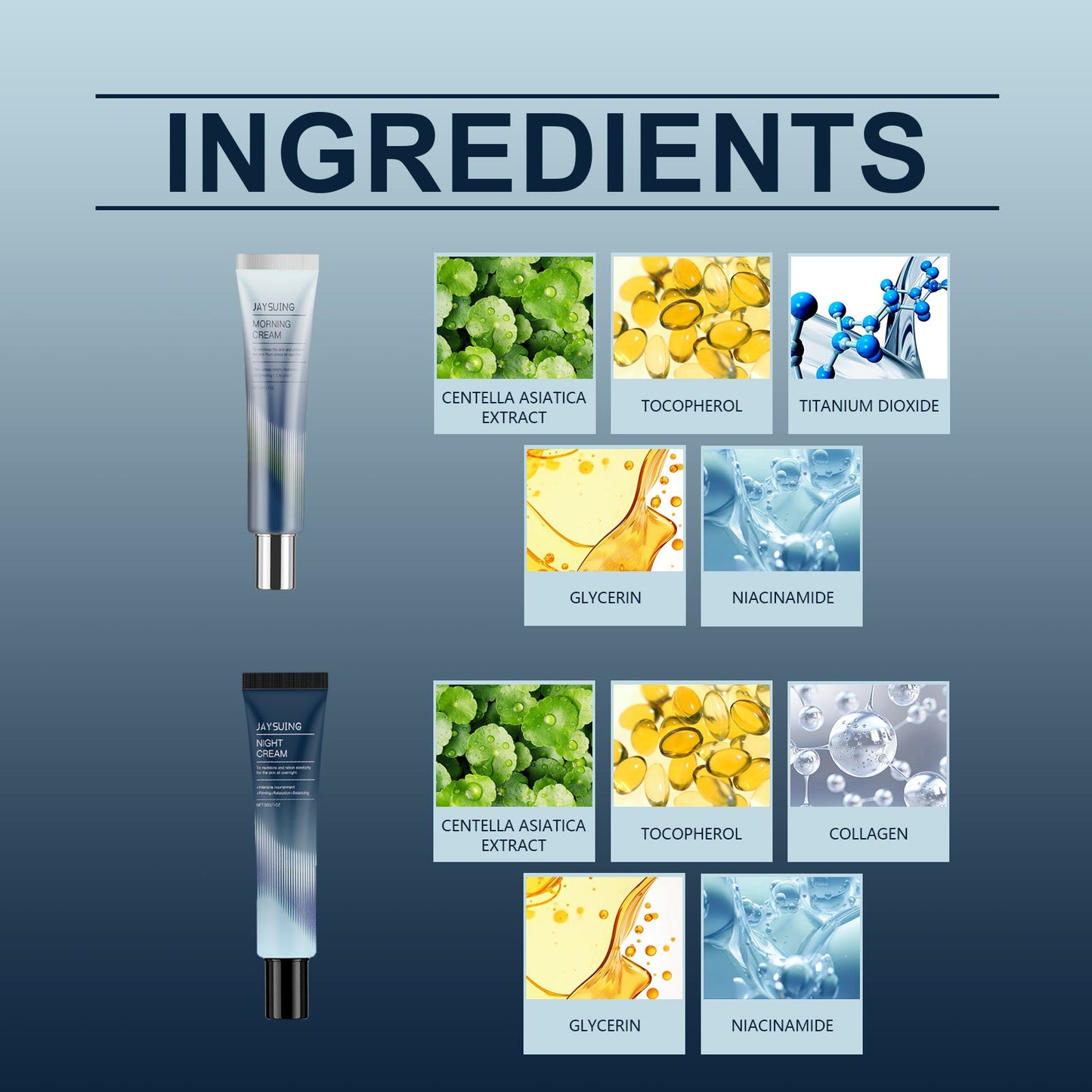 Jaysuing Day & Night Cream 2 Sets 31 Shield Cream Moisturizing And Moisturizing Skin 102 Night Cream Repairing Skin