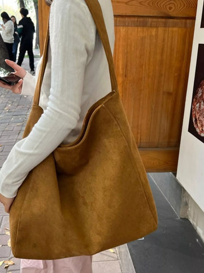 Large Suede Leather Tote Bag
