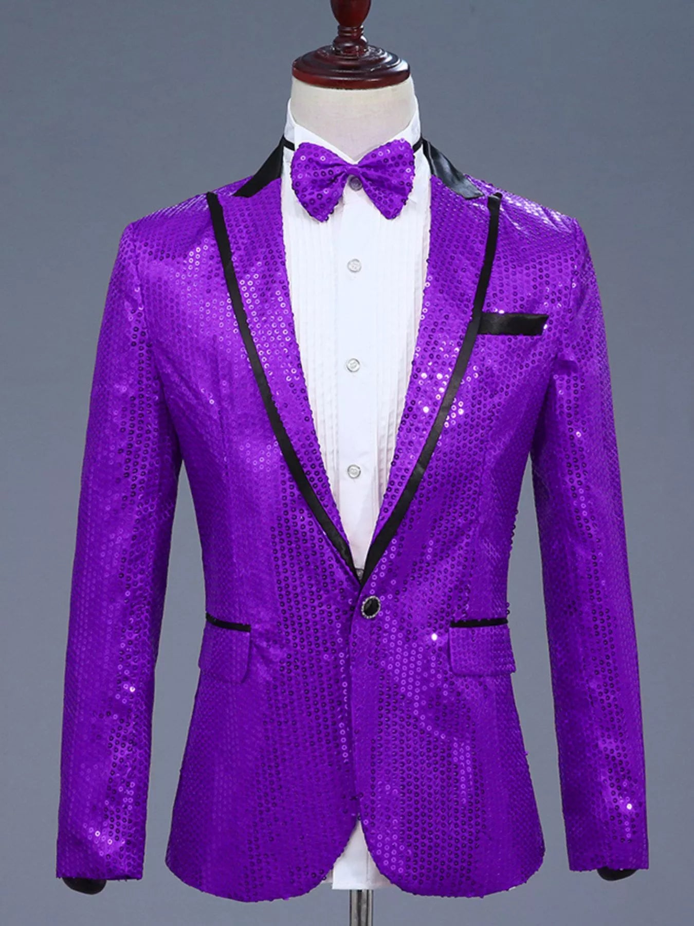 Men's Full Size Sequin One Button Long Sleeve Blazer Plus Size