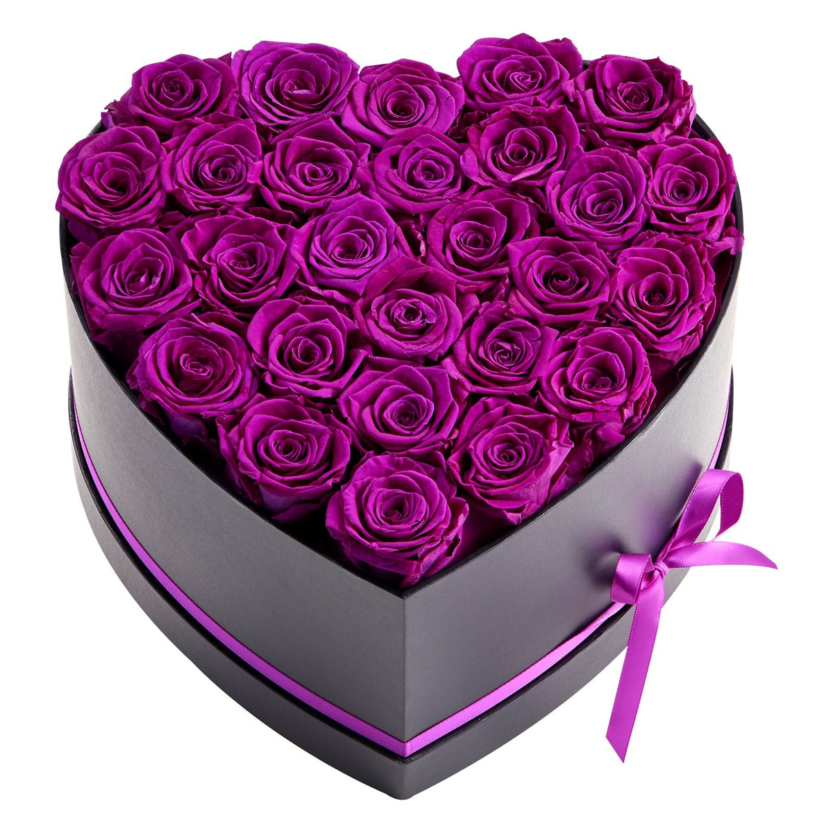 Forever Flowers, 27 Preserved Roses In Heart Shape Box, Eternal Flowers Immortal Bouquet Birthday Present For Women Her Wife Mothers, Anniversary, Valentine's Day,Christmas, Purple
