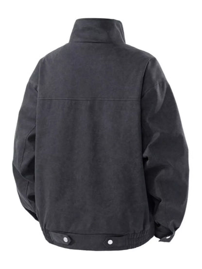 Men's Plus Size Casual Stand Collar Zipper Jacket