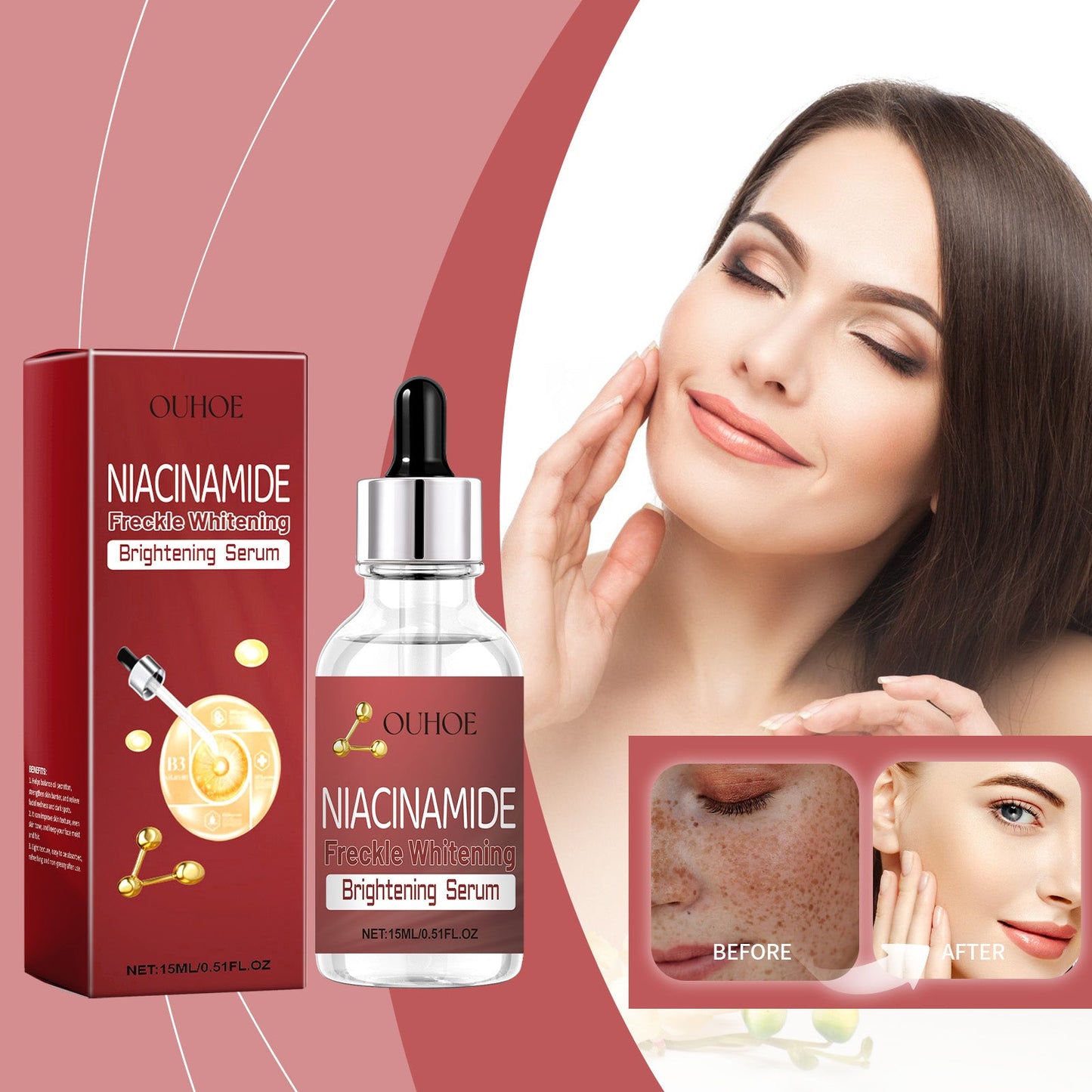 OUHOE Freckle Whitening Brightening Serum, Brightening And Firming Skin Plant Extract