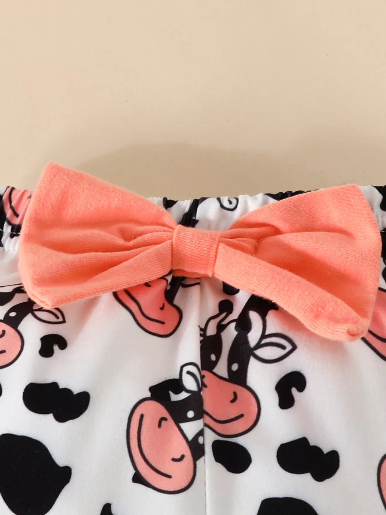 Children's Cow Graphic Ruffle Trim Bodysuit and Pants Set