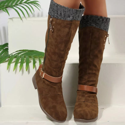 Round Toe Block Heels Boots