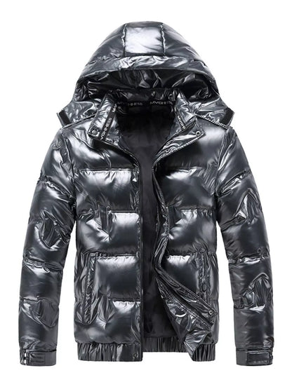 Men's Plus Size Zip Up Hooded Puffer Jacket