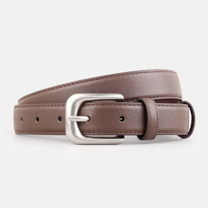 Classic Buckle Skinny Leather Belt