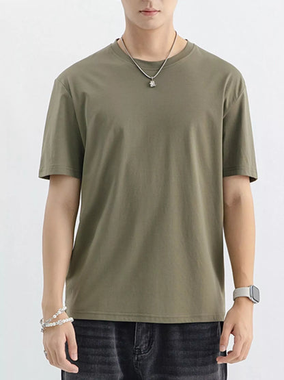 Men's Plus Size Casual Solid Color T-Shirt
