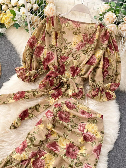 Floral Print Crop Top and Skirt Set