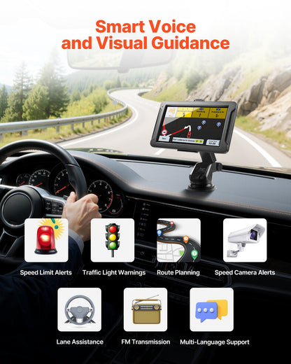 GPS Navigator For Car 7 Inch Touch Screen 16GB GPS Navigation System Dash Cam