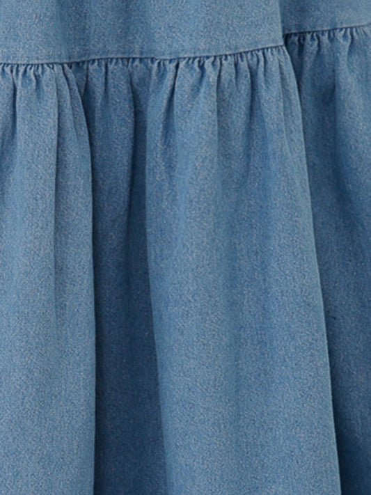 Tiered Denim Midi Skirt