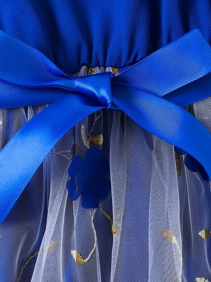 Children's Asymmetrical Neck Ruffled Dress