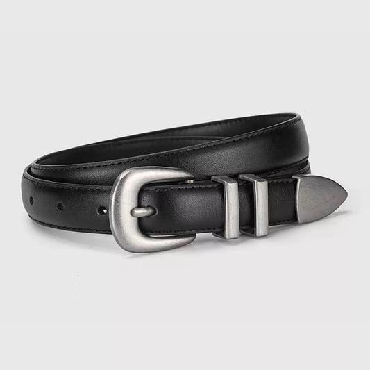 Classic Leather Belt with Buckle