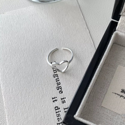 925 Sterling Silver Heart Open Ring
