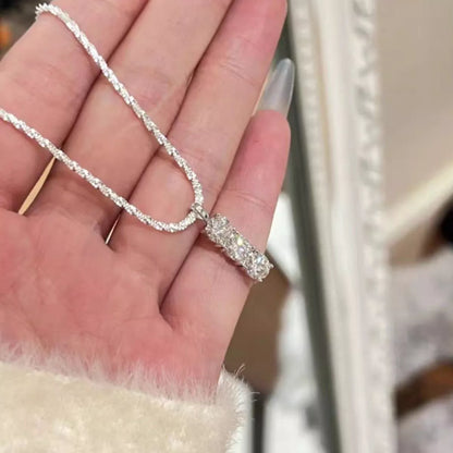 Moissanite 925 Sterling Silver Bar Necklace