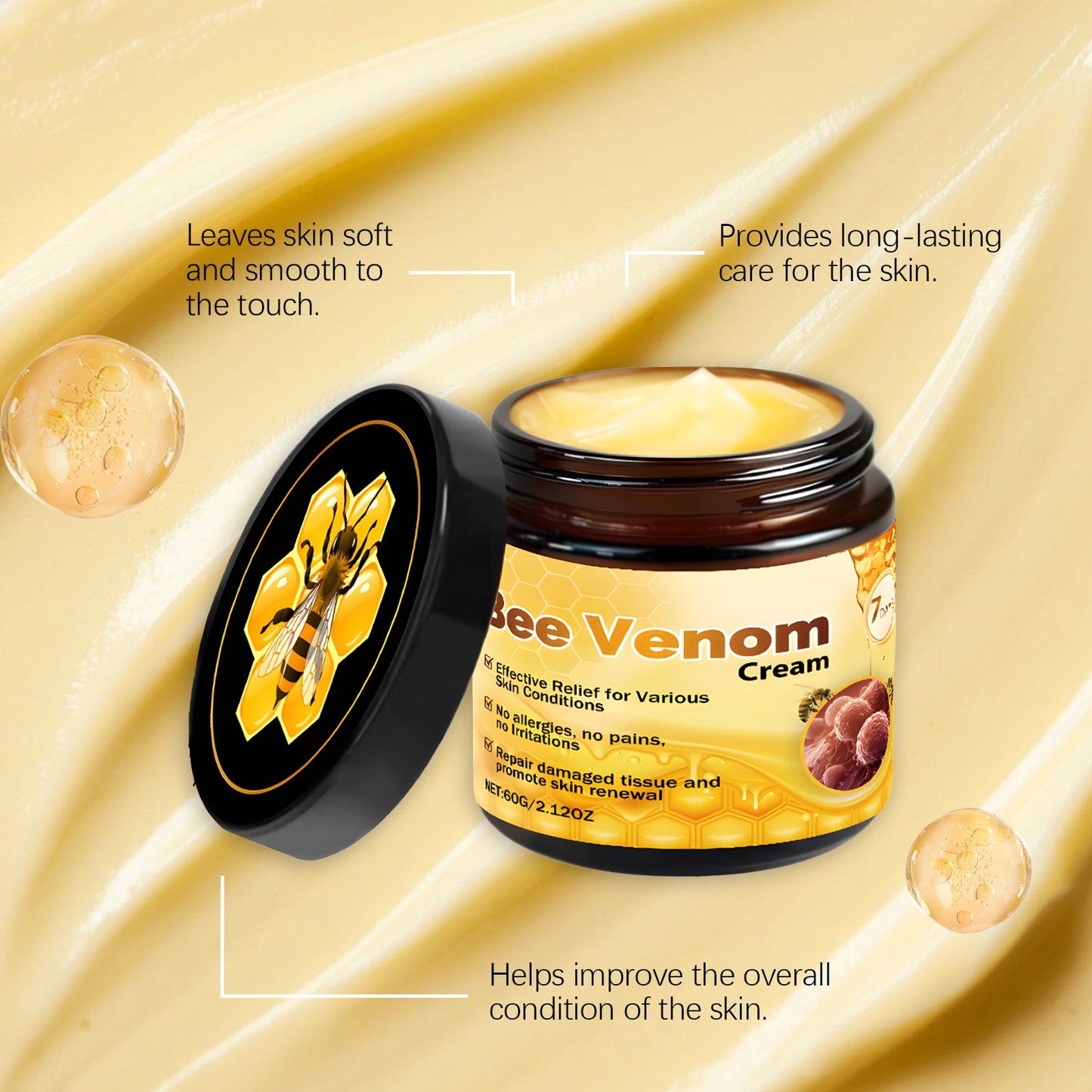 AMZ Bee Venom Skin Care Cream Is Gentle, Moisturizing, Hydrating, Smooth And Delicate. It Is Suitable For Daily External Application And Skin Care