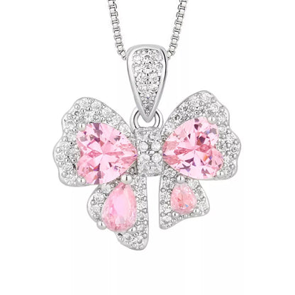 Zircon Bow Pendant Necklace