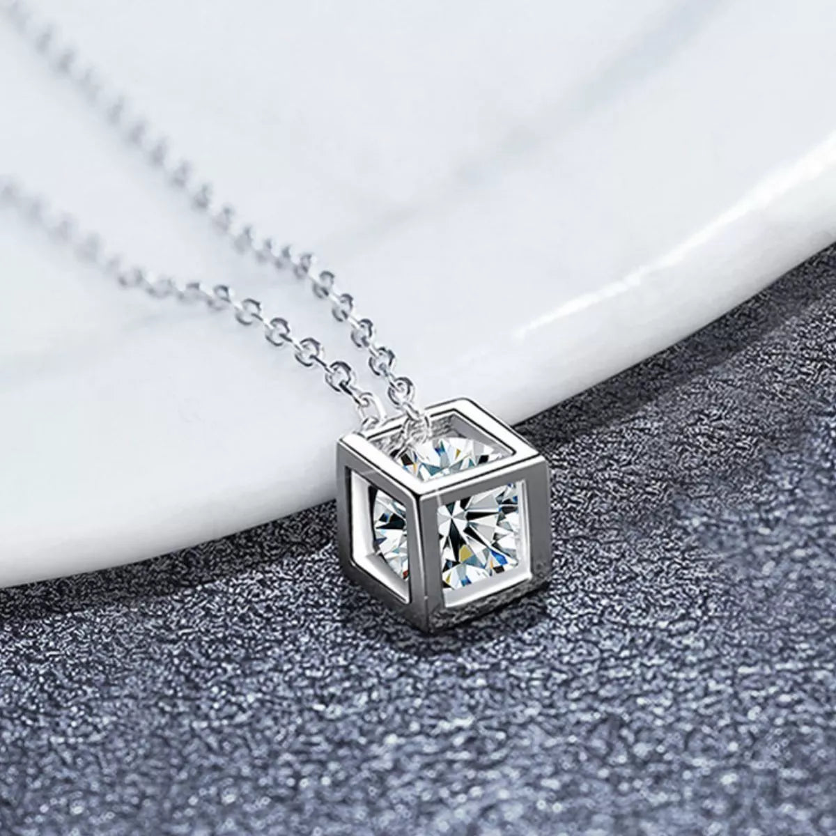 925 Sterling Silver Moissanite Pendant Necklace
