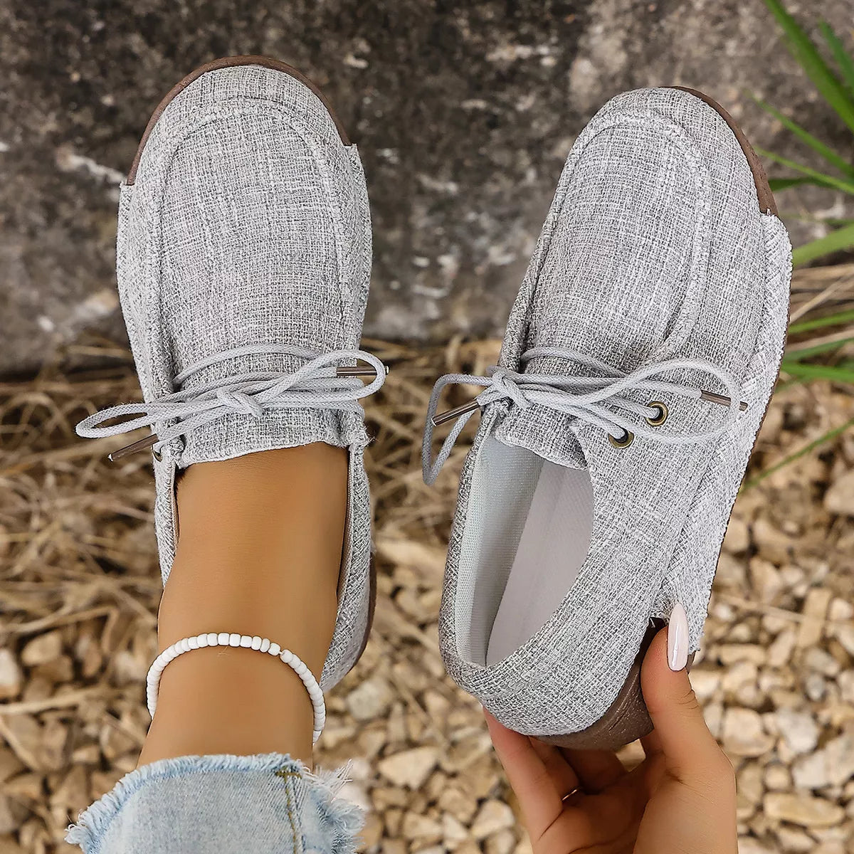 Round Toe  Lace-Up Sneakers