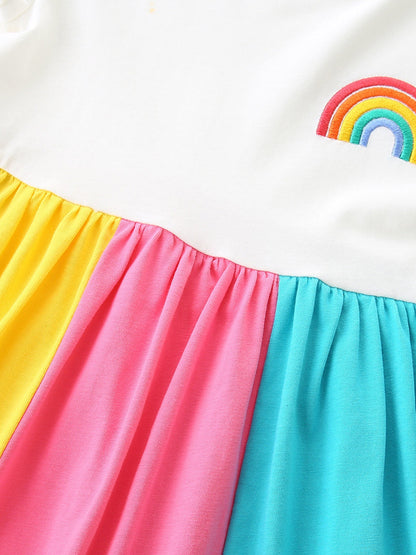 Children's Rainbow Striped Casual Dress