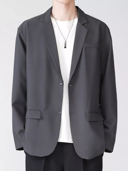 Men's Full Size Lapel Collar Button Up Blazer Plus Size