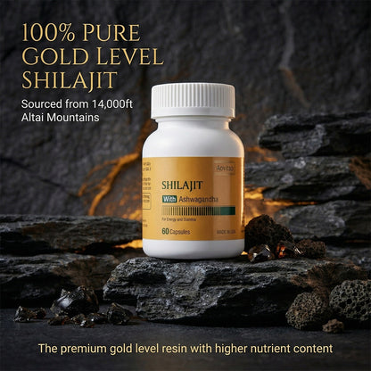 Shilajit Extract 550mg With Ashwagandha For Men And Women Energy, Stamina & Vitality Support And More, 60 Capsules