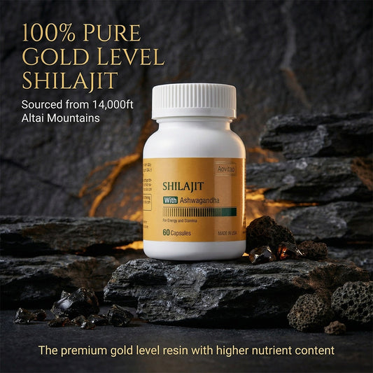 Shilajit Extract 550mg With Ashwagandha For Men And Women Energy, Stamina & Vitality Support And More, 60 Capsules