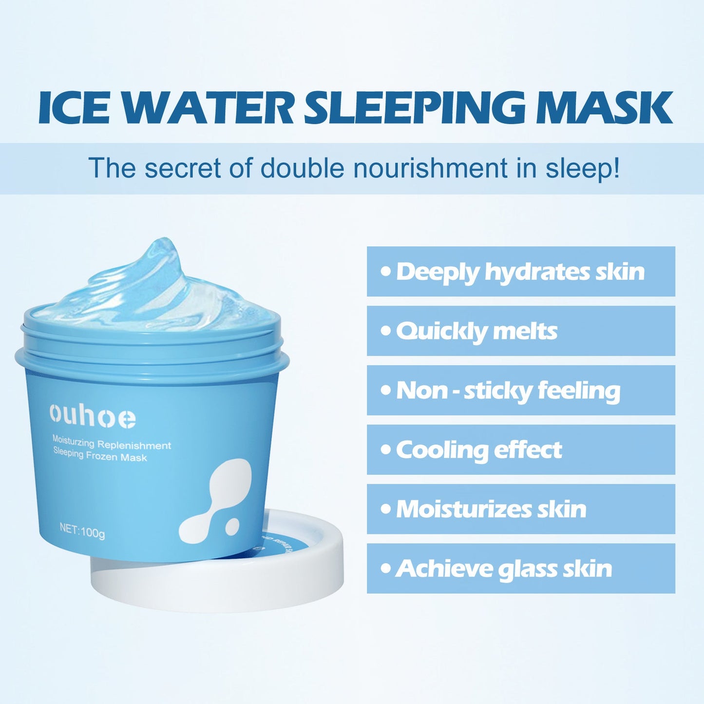 OUHOE Hydrating And Moisturizing Sleep Frozen Mask, Shrink Pores Brightens Skin, Refreshes And Moisturizes Spread Mask