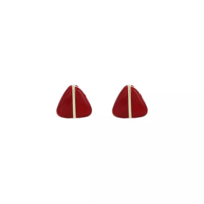 Geometric Triangle Stud Earrings with Gold Accent