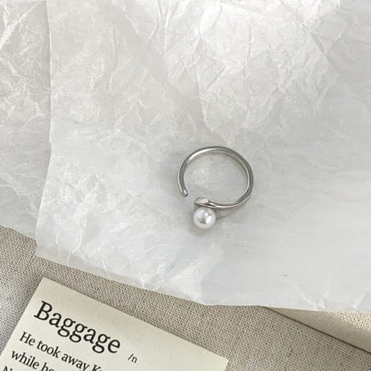 Pearl Accent Open Cuff Ring