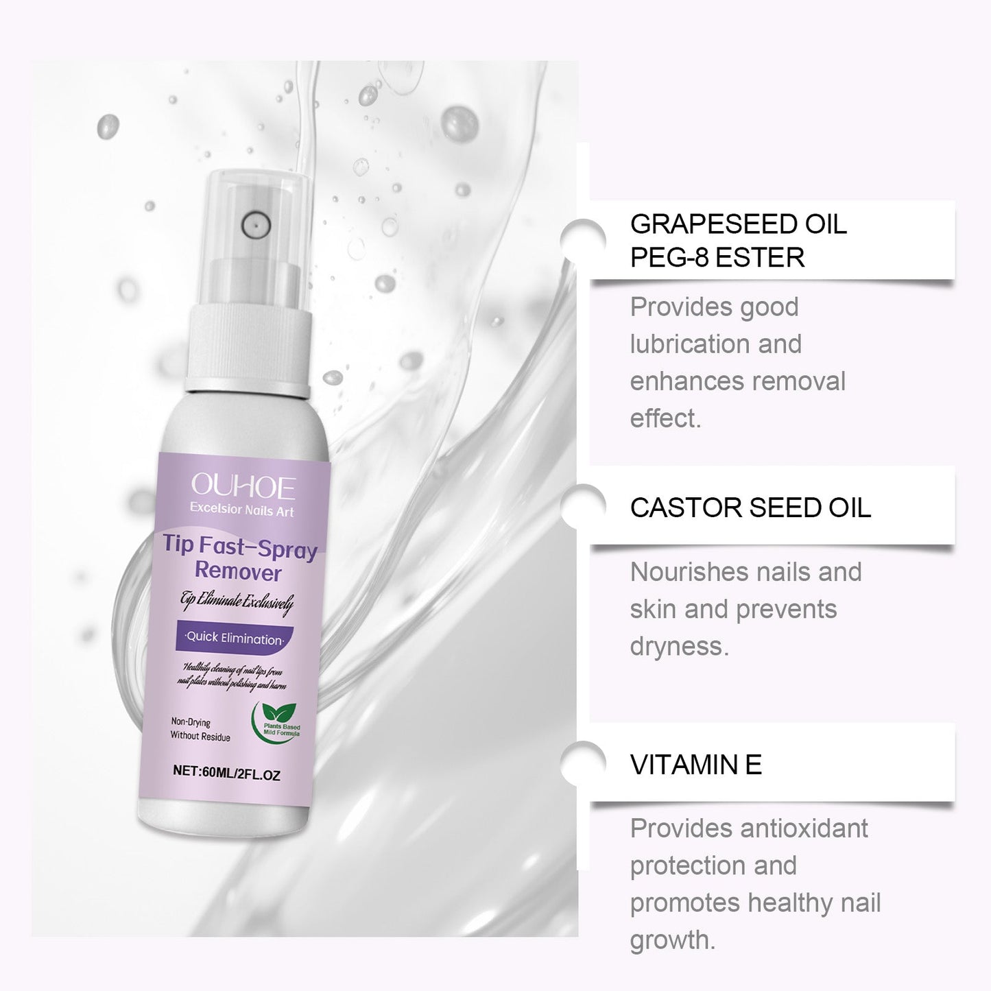 OUHOE Nail Polish Remover, Gentle Nail Polish Remover For Easy Nail Polish Removal At Home Or Salon