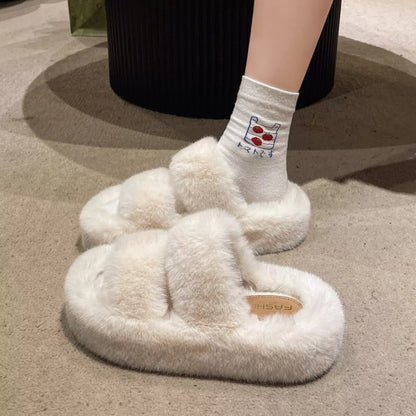 Fuzzy Open Toe Slippers