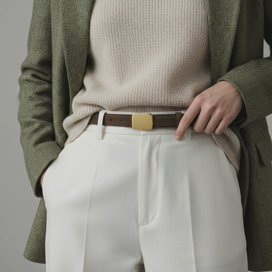 Square Buckle Leather Belt