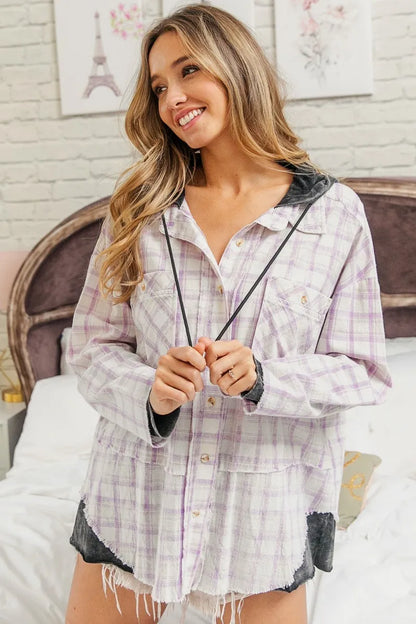 BiBi Casual Check Shirts With Hood