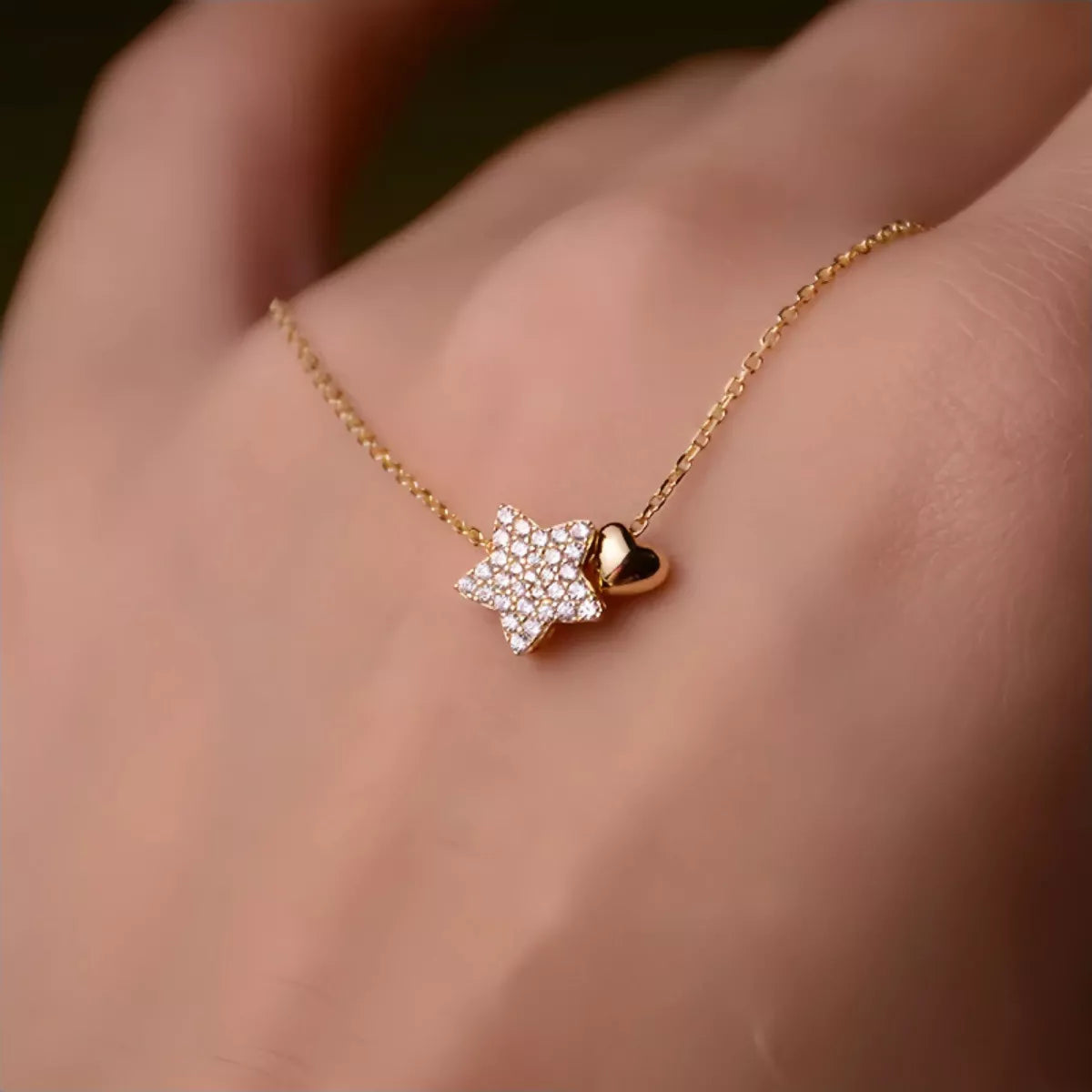 925 Sterling Silver Star Heart Necklace
