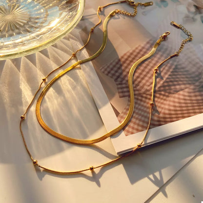 2 Piece 18K Gold-Plated Chain Necklace